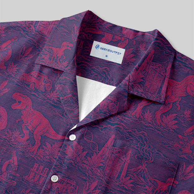 Jurassic Dinosaur DNA Microscope Button Up Pocket Shirt