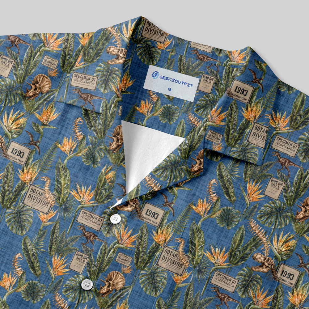 1993 Dino Fossil Botanical Aloha Button Up Pocket Shirt