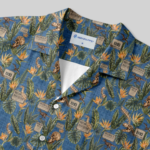 1993 Dino Fossil Botanical Aloha Button Up Pocket Shirt