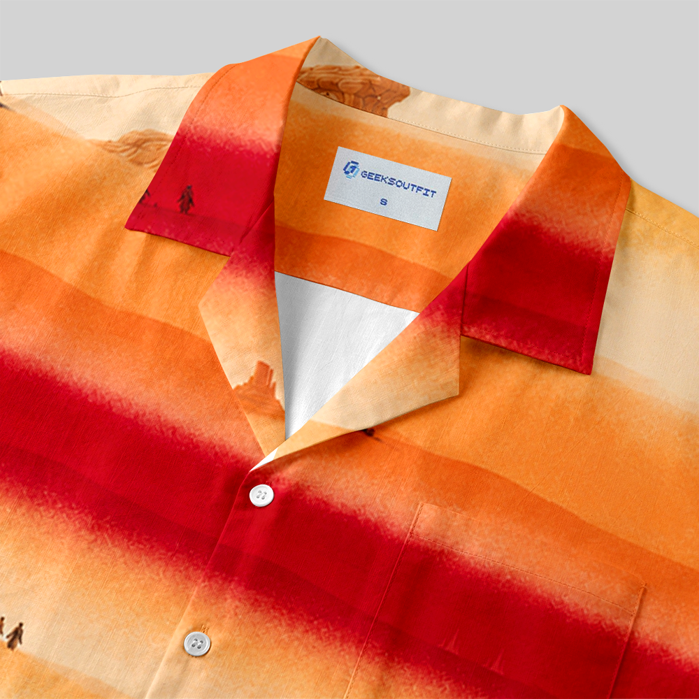 Twin Sunset Alien Desert Button Up Pocket Shirt