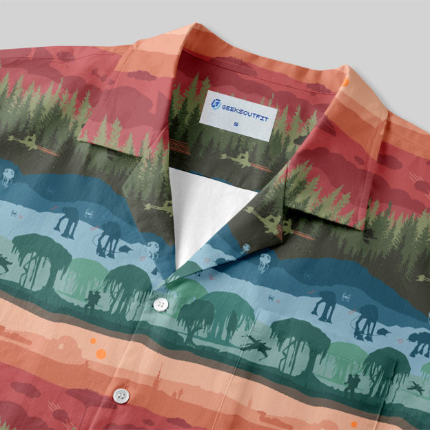 Scifi Woods Silhouette Button Up Pocket Shirt