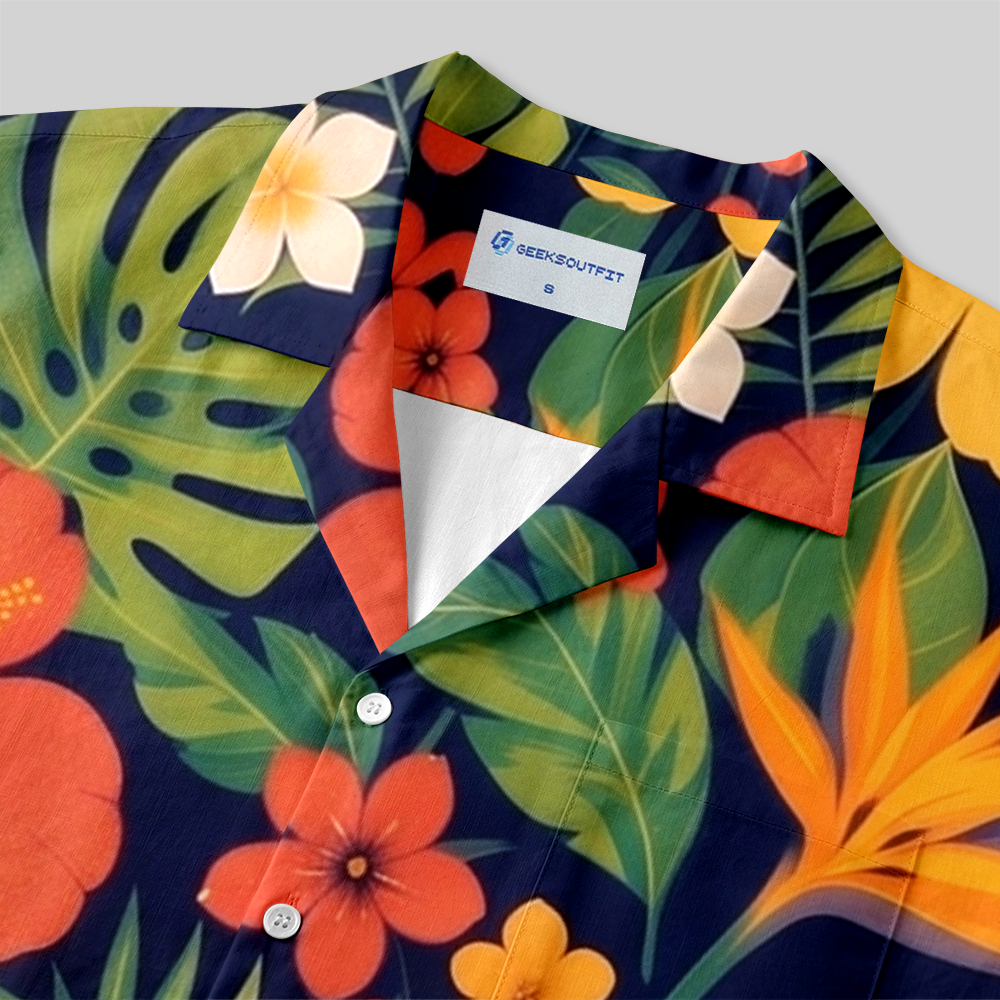 Alien Vacation Flying Saucer Tropical Button Up Pocket Shirt