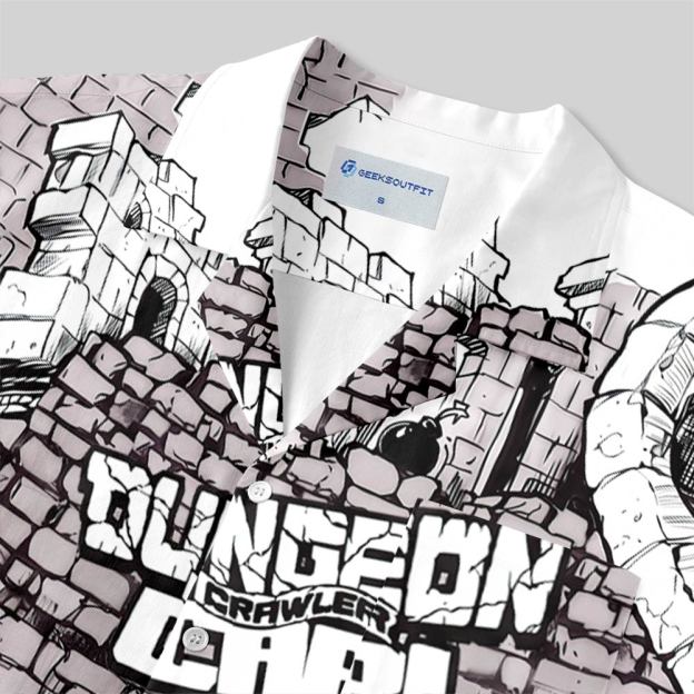 Carl & Donut Dungeon Raid Comic Panel Button Up Pocket Shirt