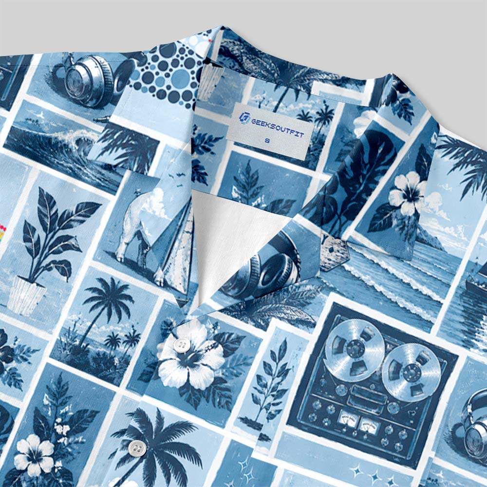 Prism Holiday In Blue Button Up Pocket Shirt