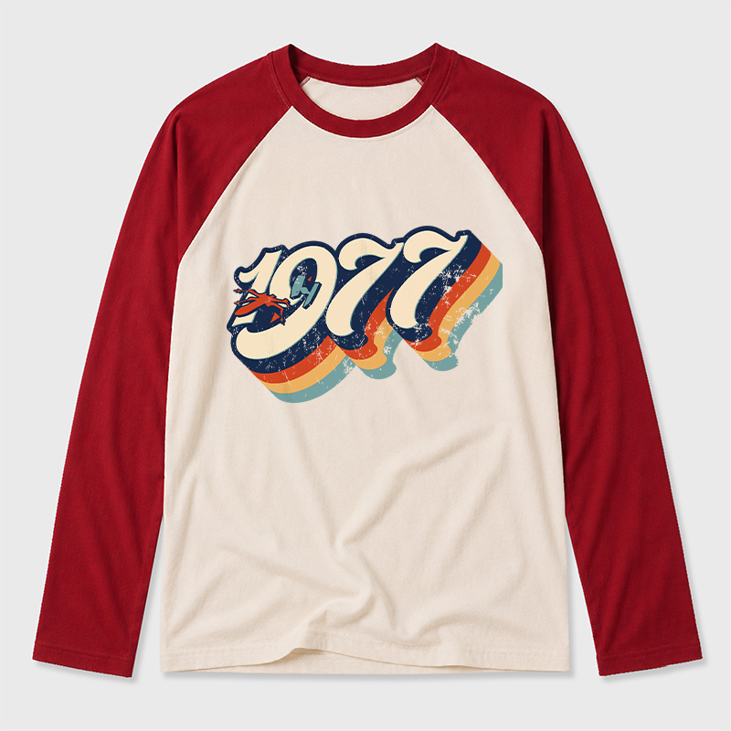 1977 Vintage Geek Retro Raglan Long-Sleeve Tee