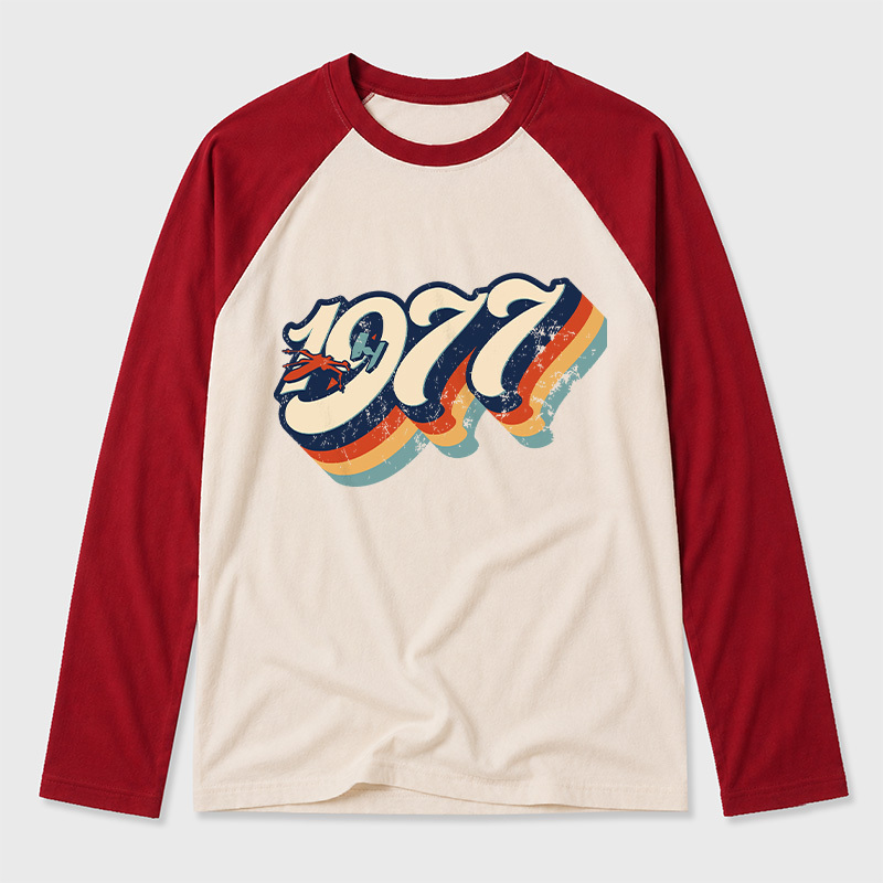 1977 Vintage Geek Retro Raglan Long-Sleeve Tee