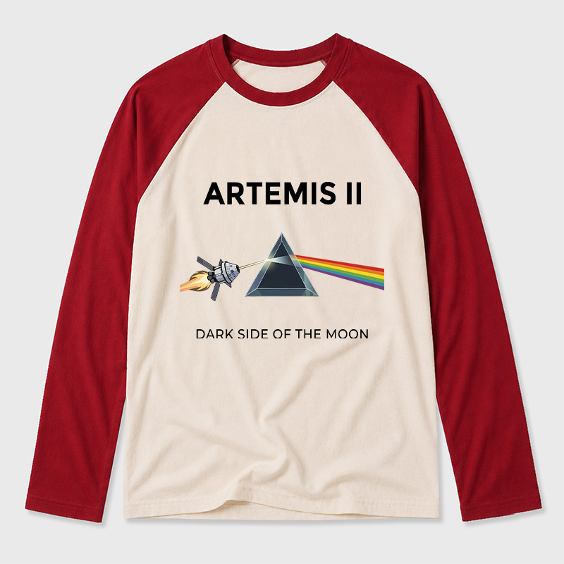 Dark Side of the Moon Geek Retro Raglan Long-Sleeve Tee