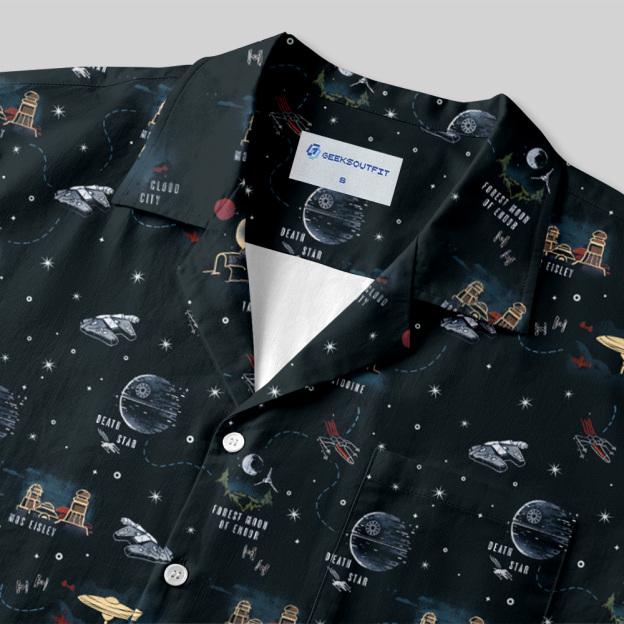 Space War Map Button Up Pocket Shirt