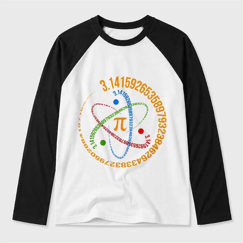 Atom Pi Math Science Geek Retro Raglan Long-Sleeve Tee