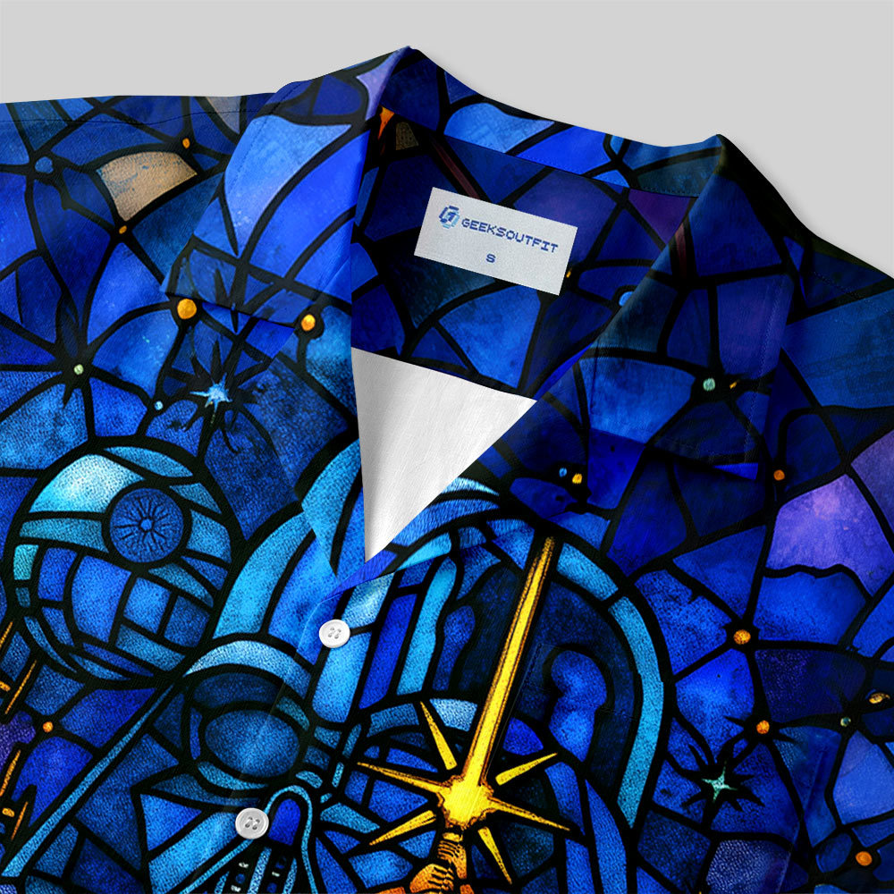Church Window Grilles Sci-Fi Space War Button Up Pocket Shirt