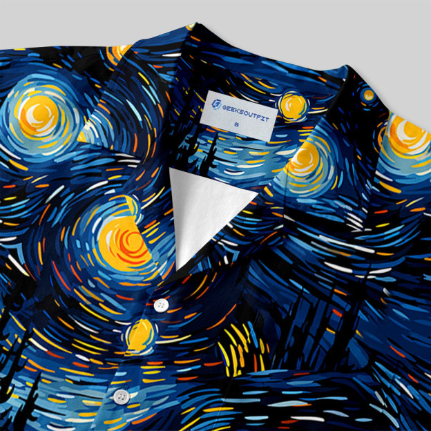 Starry Night Phone Booth Button Up Pocket Shirt