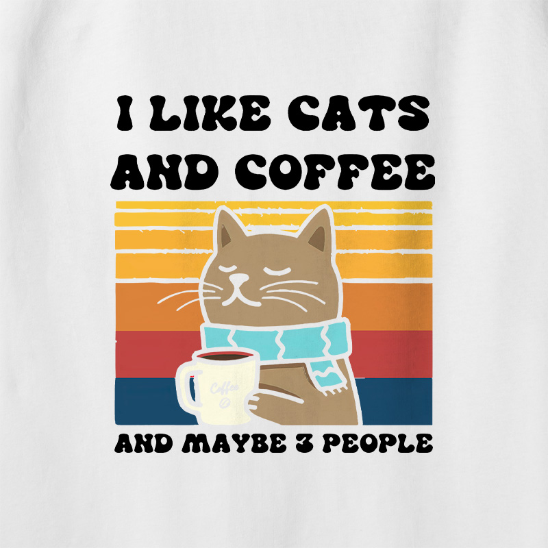 I Like Cats And Coffee And Maybe 3 People Geek Retro Raglan Long-Sleeve Tee