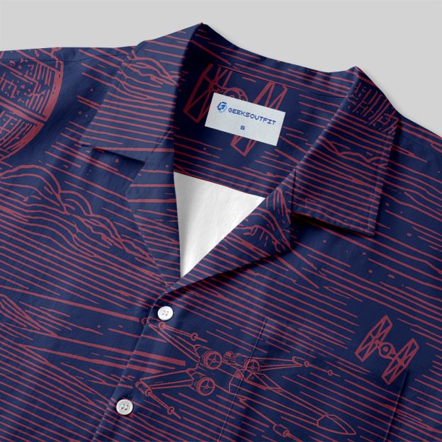 Crimson Cosmic Frontier Button Up Pocket Shirt