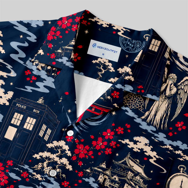 Midnight Time Traveler Button Up Pocket Shirt