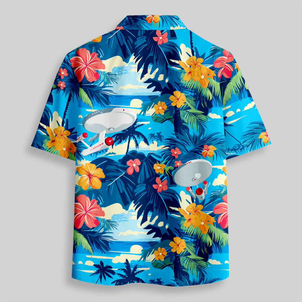 Scifi Spacecraft Hawaii Button Up Pocket Shirt