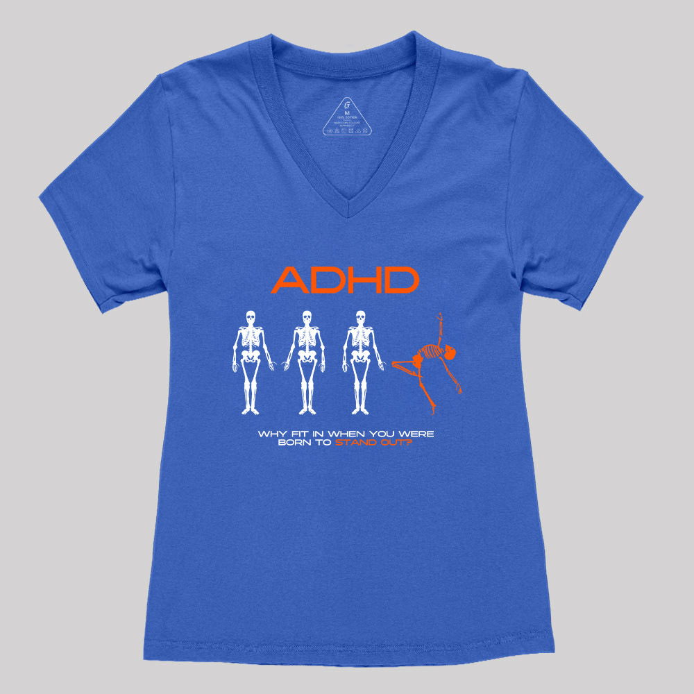 ADHD AWARENESS Geek Women's V-Neck T-shirt