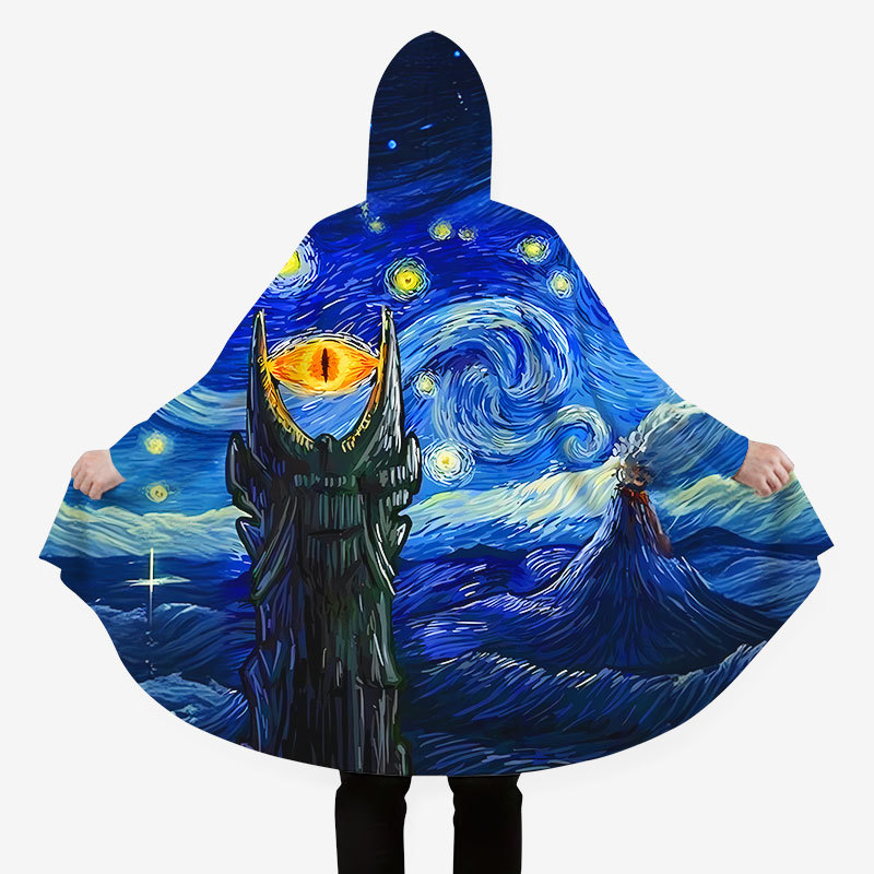 Starry Night of Mountain Flannel Cloak