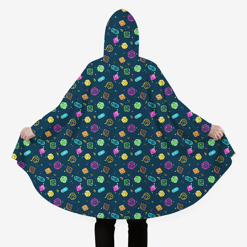 Colorful DND Dice RPG Flannel Cloak