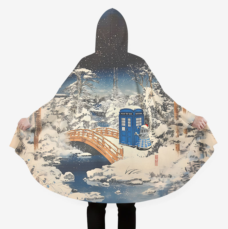 Ukiyoe Mysterious Phone Booth Flannel Cloak