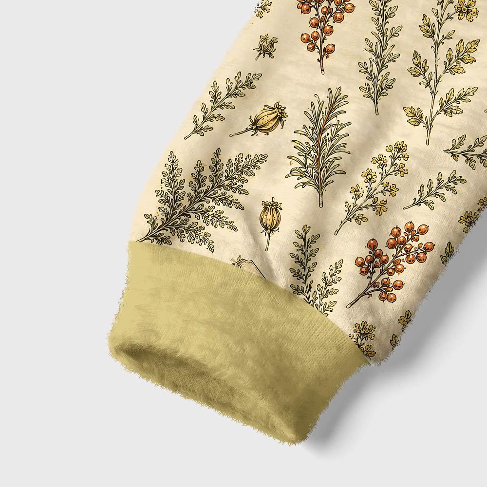 Vintage Botanical Archive Geek Women's Fuzzy Fleece Cropped Sweater