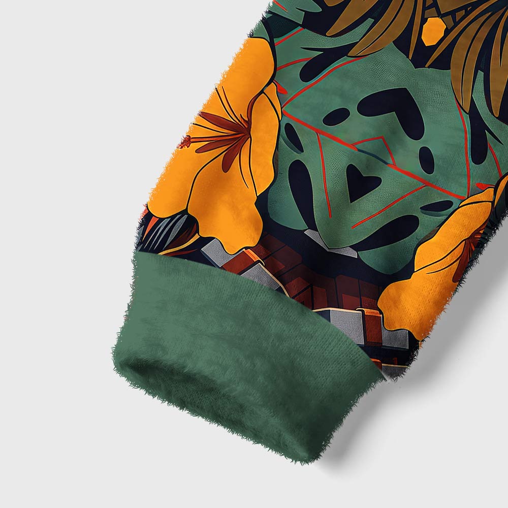Chewie Flowers and Trees Geek Women's Fuzzy Fleece Cropped Sweater