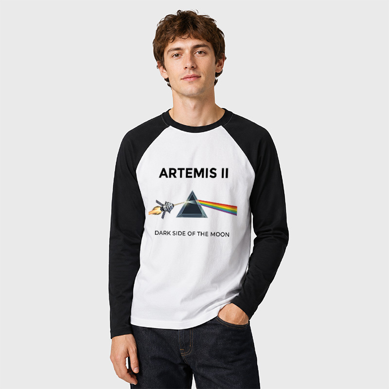 Dark Side of the Moon Geek Retro Raglan Long-Sleeve Tee