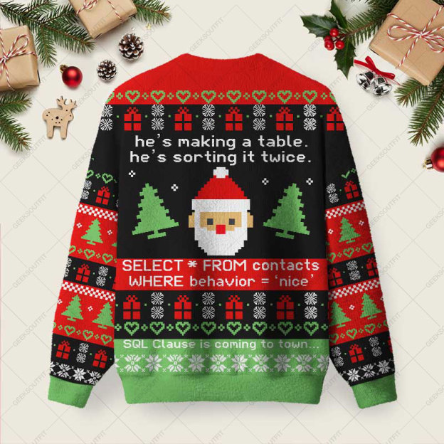 Sql Clause Is Coming to Town Ugly Christmas Fuzzy Fleece Sweatshirt