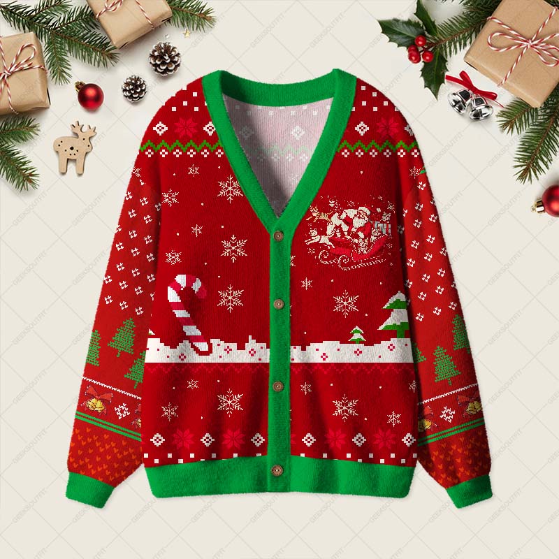 Christmas Cat Santa Cat Lover Geek Ugly Cardigan Sweaters 
