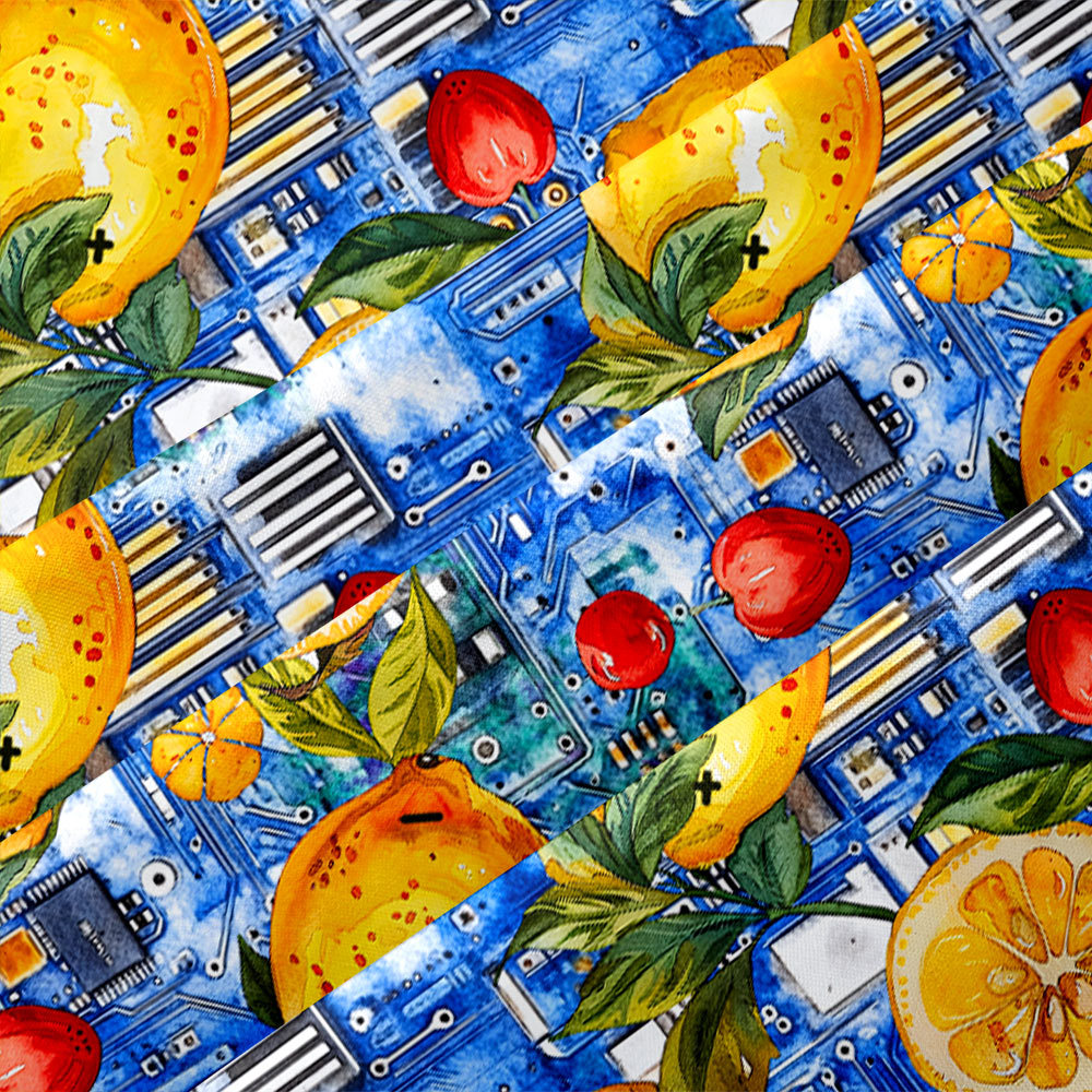 Watercolor Lemon Battery Button Up Pocket Shirt