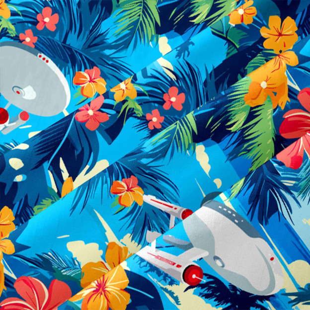 Scifi Spacecraft Hawaii Button Up Pocket Shirt