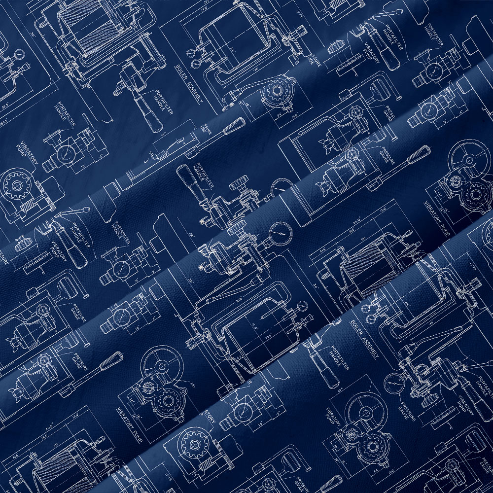 Espresso Machine Blueprint Button Up Pocket Shirt