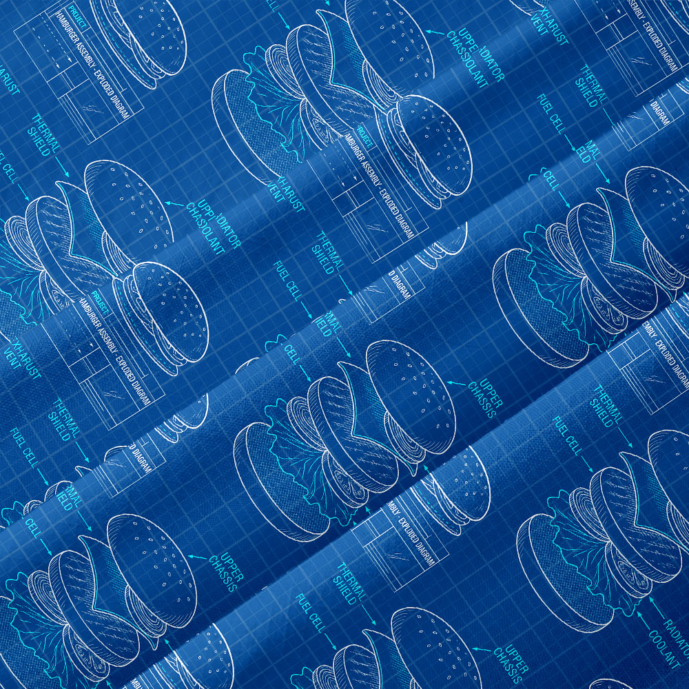 Burger Blueprint Button Up Pocket Shirt