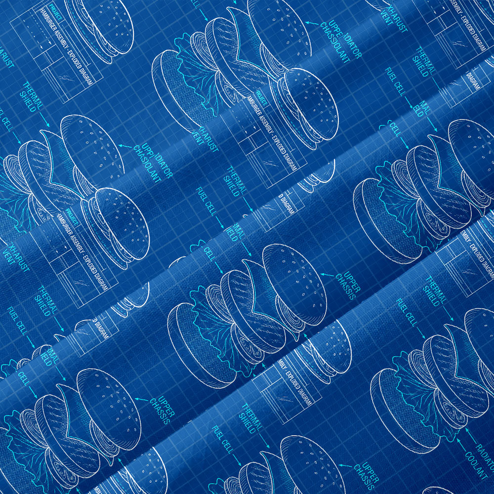 Burger Blueprint Button Up Pocket Shirt