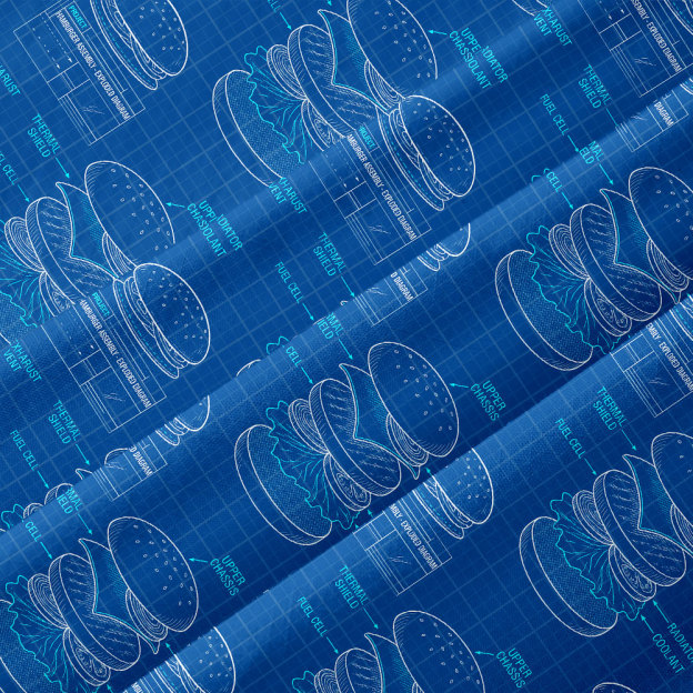 Burger Blueprint Button Up Pocket Shirt