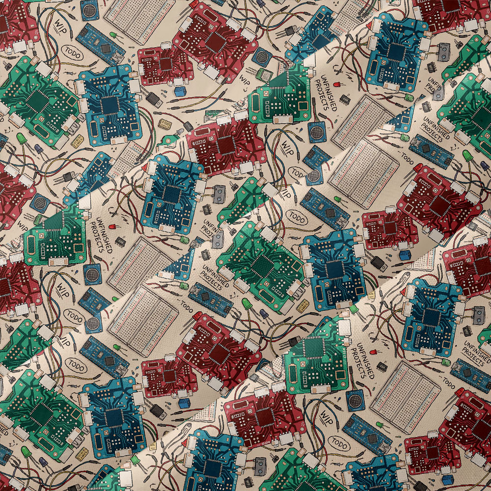 Tech Collage Button Up Pocket Shirt