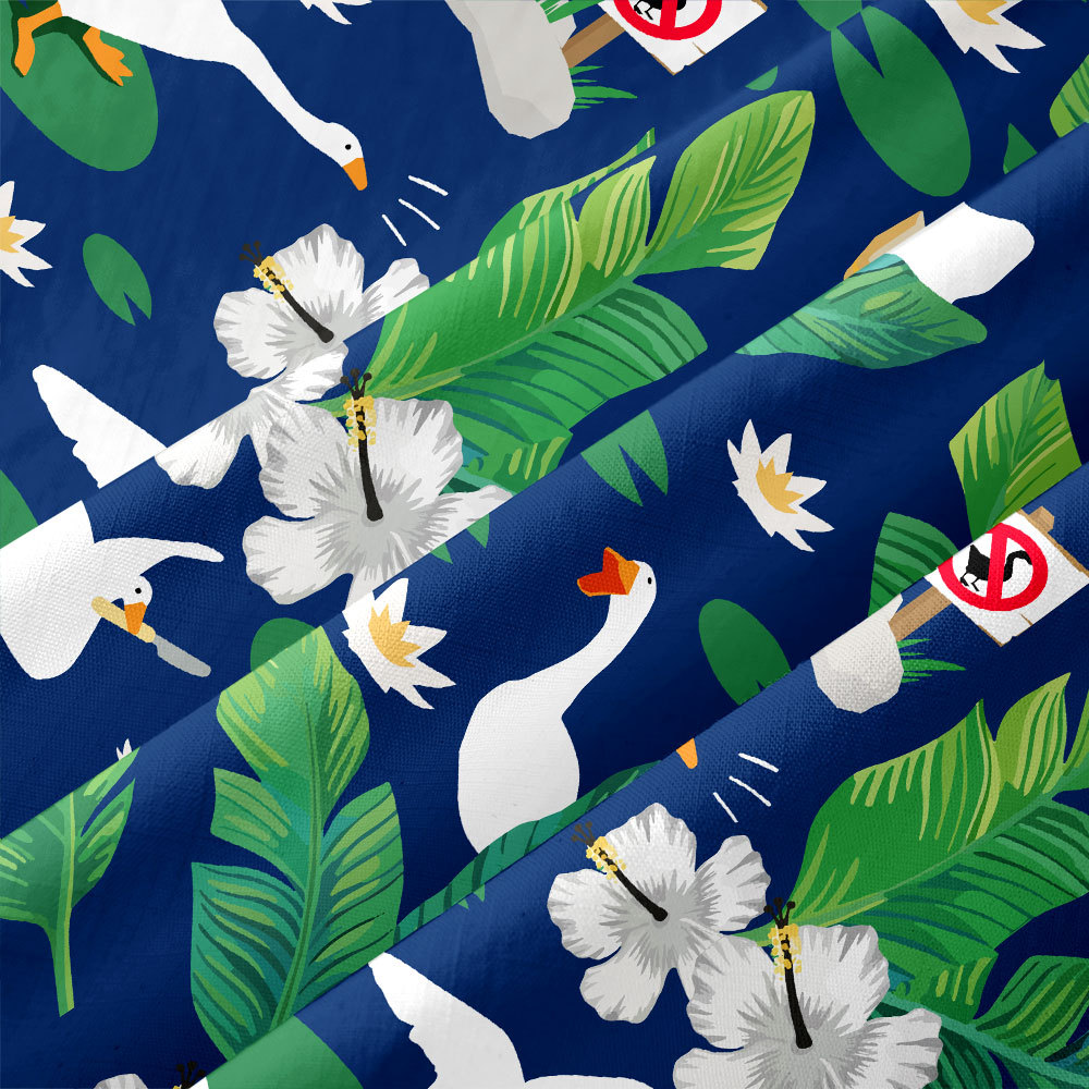 Tropical Swan Button Up Pocket Shirt