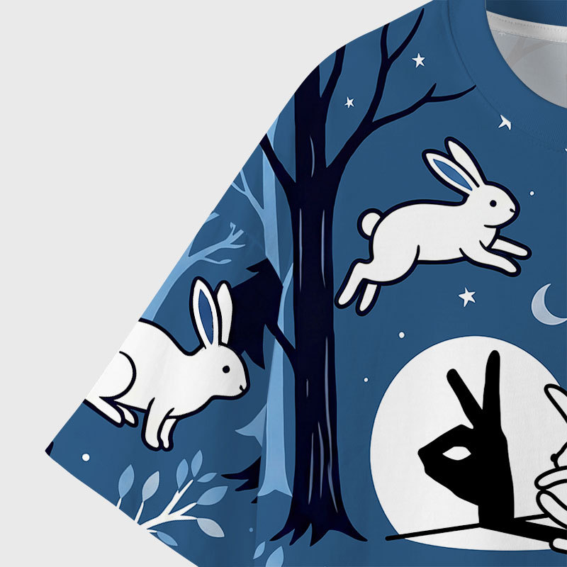 Funny Rabbit Hand Shadow Geek All-Over Print T-Shirt