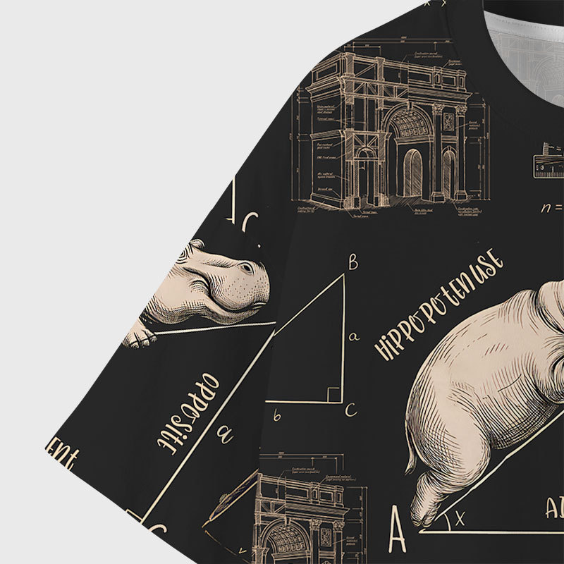 Hippo Geek All-Over Print T-Shirt