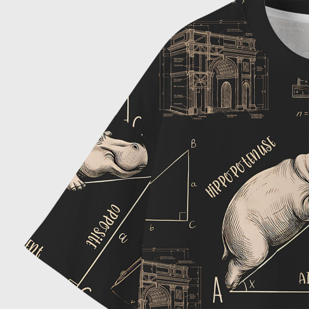 Hippo Geek All-Over Print T-Shirt
