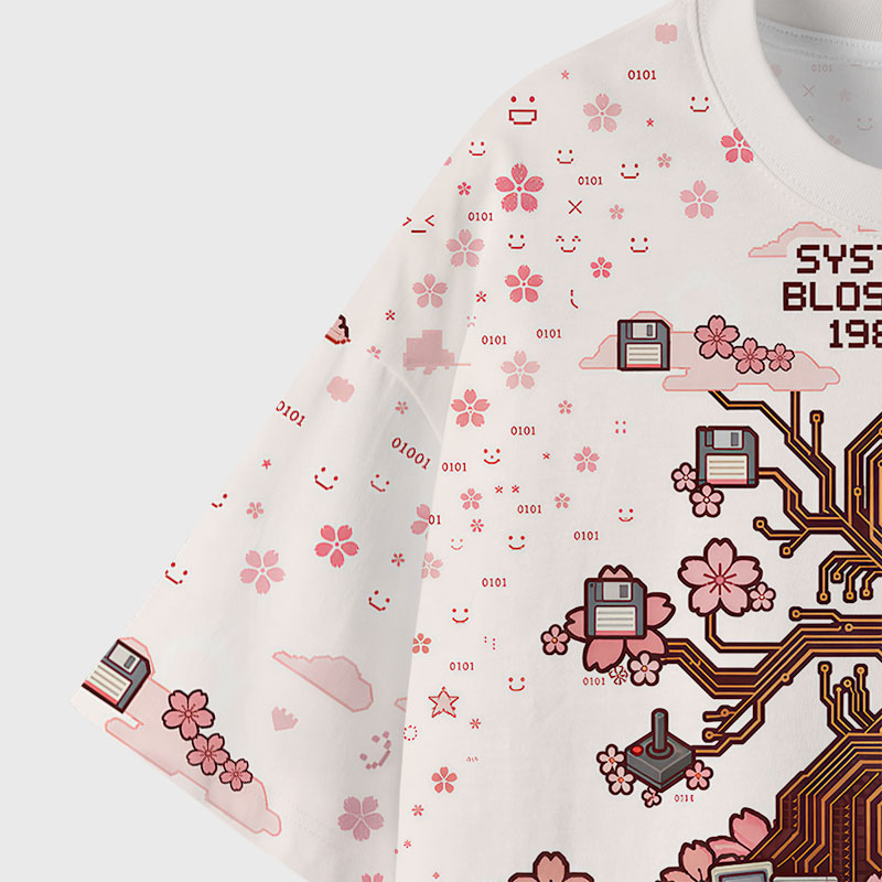 System Blossom 198X Geek Eco Oversized Graphic Tees