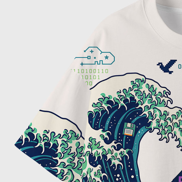 Algorithmic Ocean Geek Eco Oversized Graphic Tees