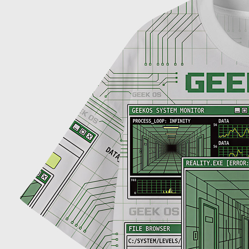Debugging Reality Geek Eco Oversized Graphic Tees