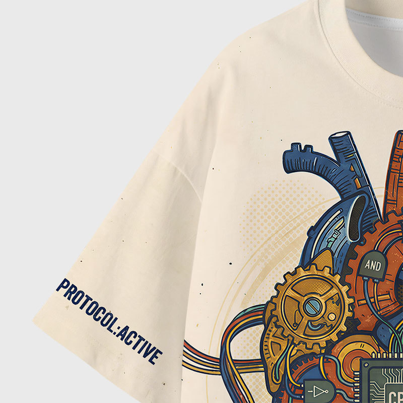 CPU Heart Geek Eco Oversized Graphic Tees