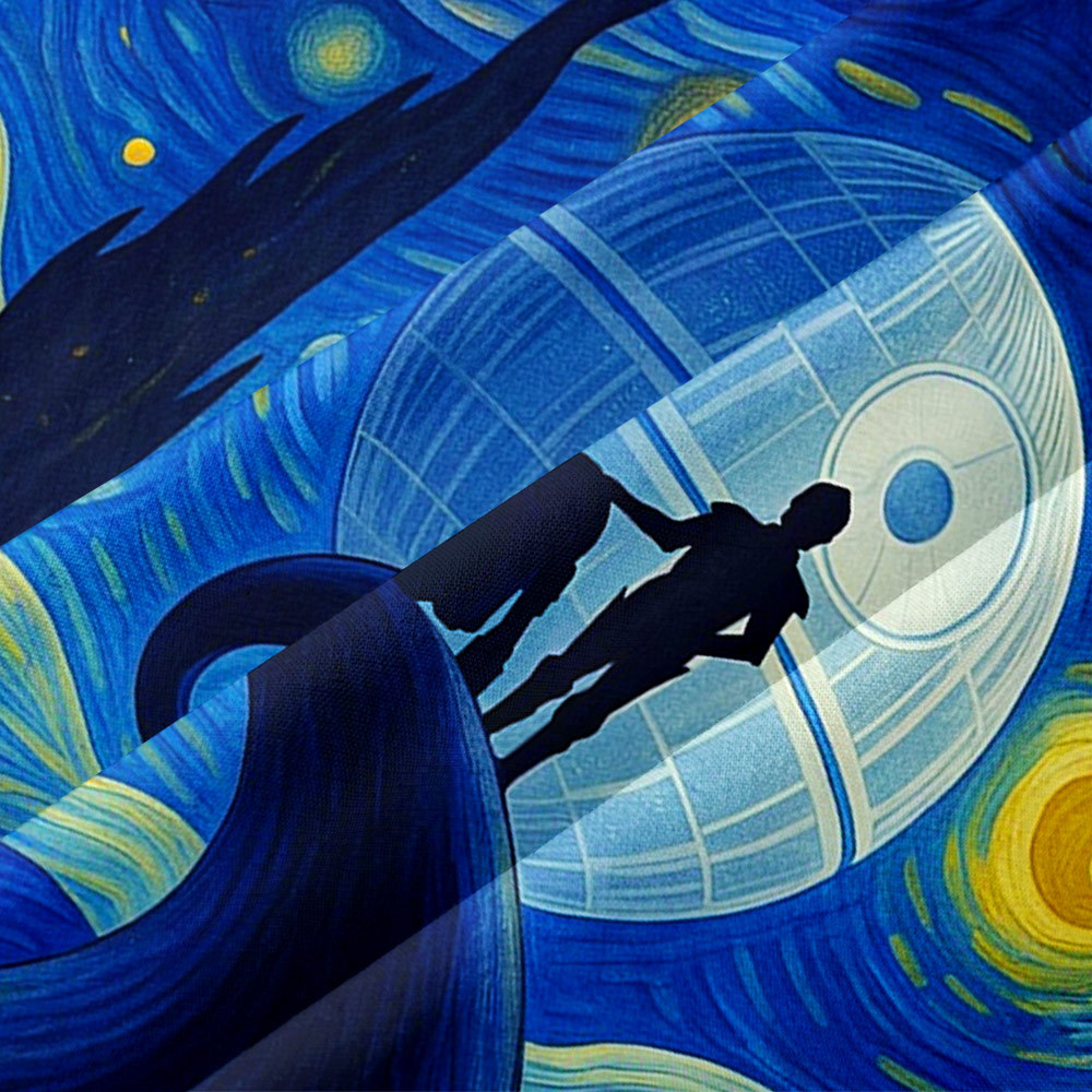 Robot Under The Starry Night Button Up Pocket Shirt