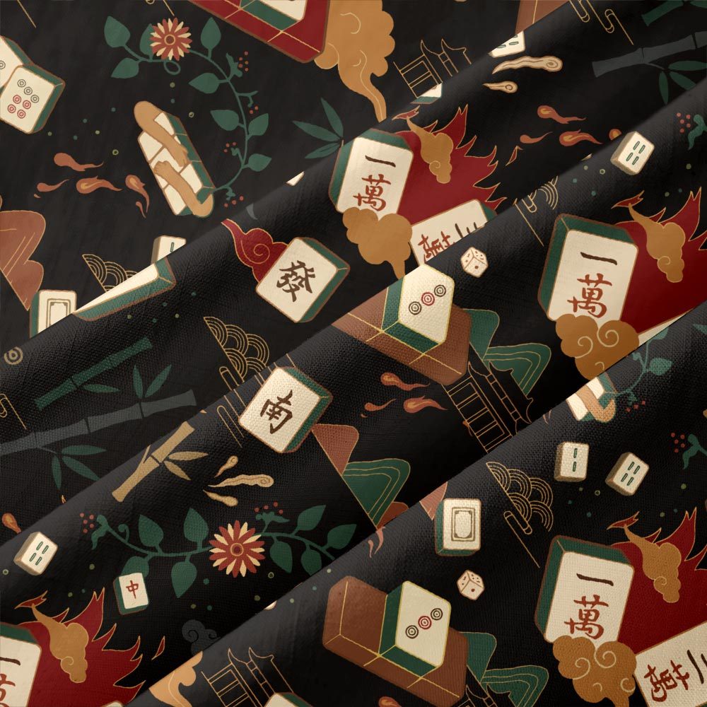 The Grandmaster Vintage Mahjong Tile Button Up Pocket Shirt