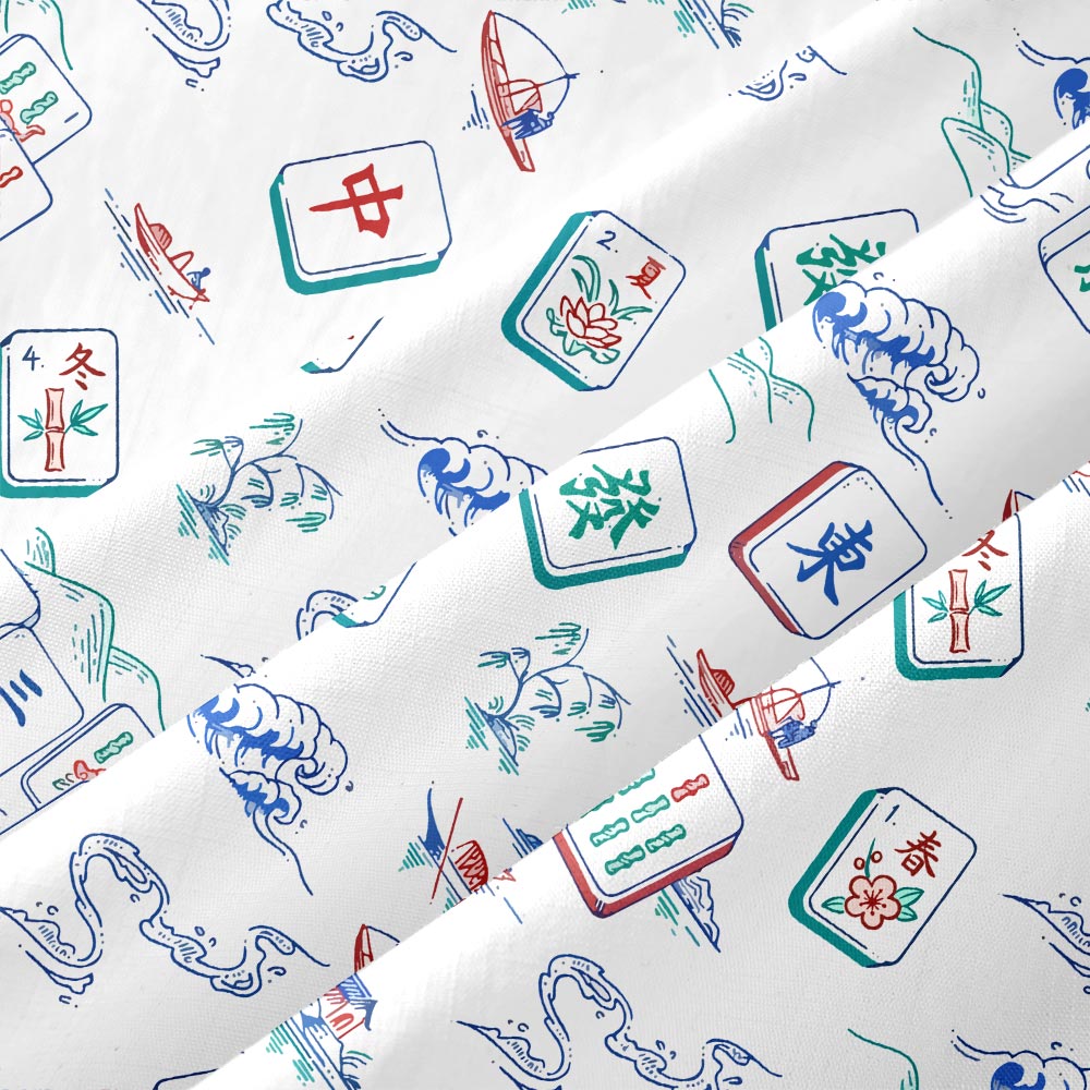 Fortune & Luck Mahjong Button Up Pocket Shirt