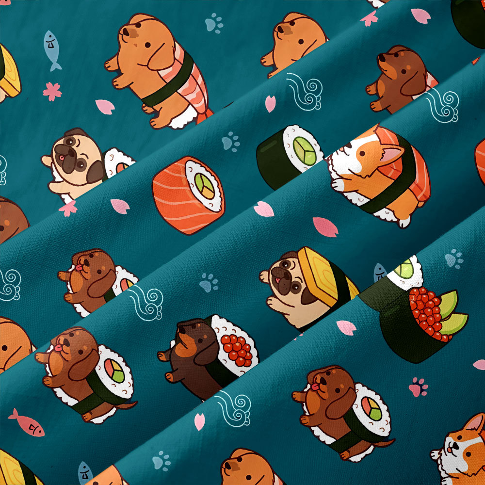 Ocean Sushi Pup Button Up Pocket Shirt