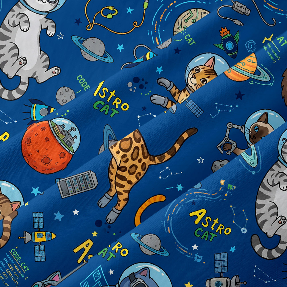 Retro Space Kittens Button Up Pocket Shirt