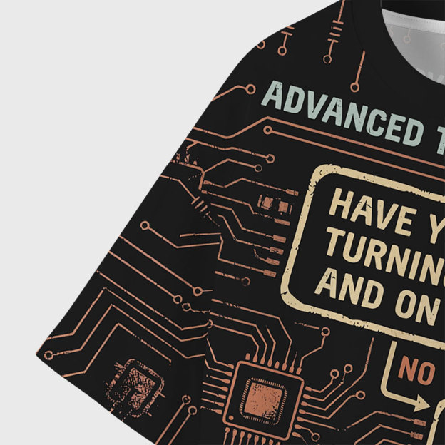 Turn It Off And On Again Geek Eco Oversized Graphic Tees