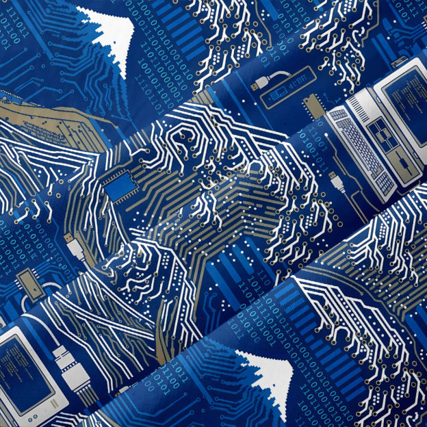 Great Wave Circuit Board Button Up Pocket Shirt